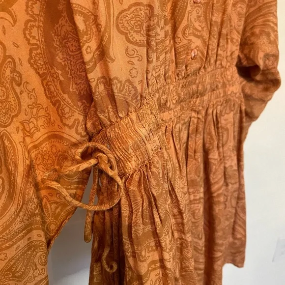 Amuse Society Orange Mini Sundress with gathered tied waist - Picture 8 of 9